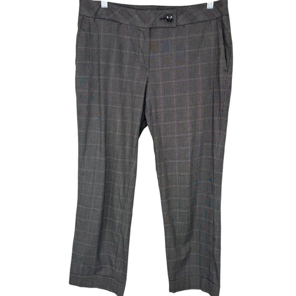 Loft Black & White Plaid dress ankle pant Cuffed bottom hem Size 8